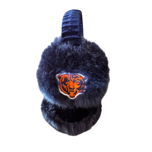Women's Chicago Bears NFL Fuzzy Earmuffs Winter Warm Ear Warmers Fan Gear - Picture 2 of 4